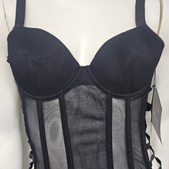 Rene Rofe  Uncaged Caged Side Bustier & G-String Lingerie Set - Picture 7 of 11